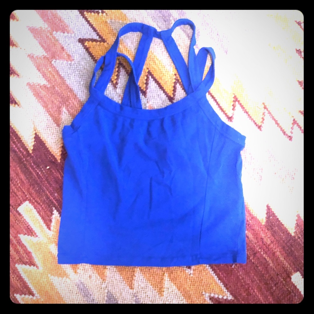 Blue cross back crop top